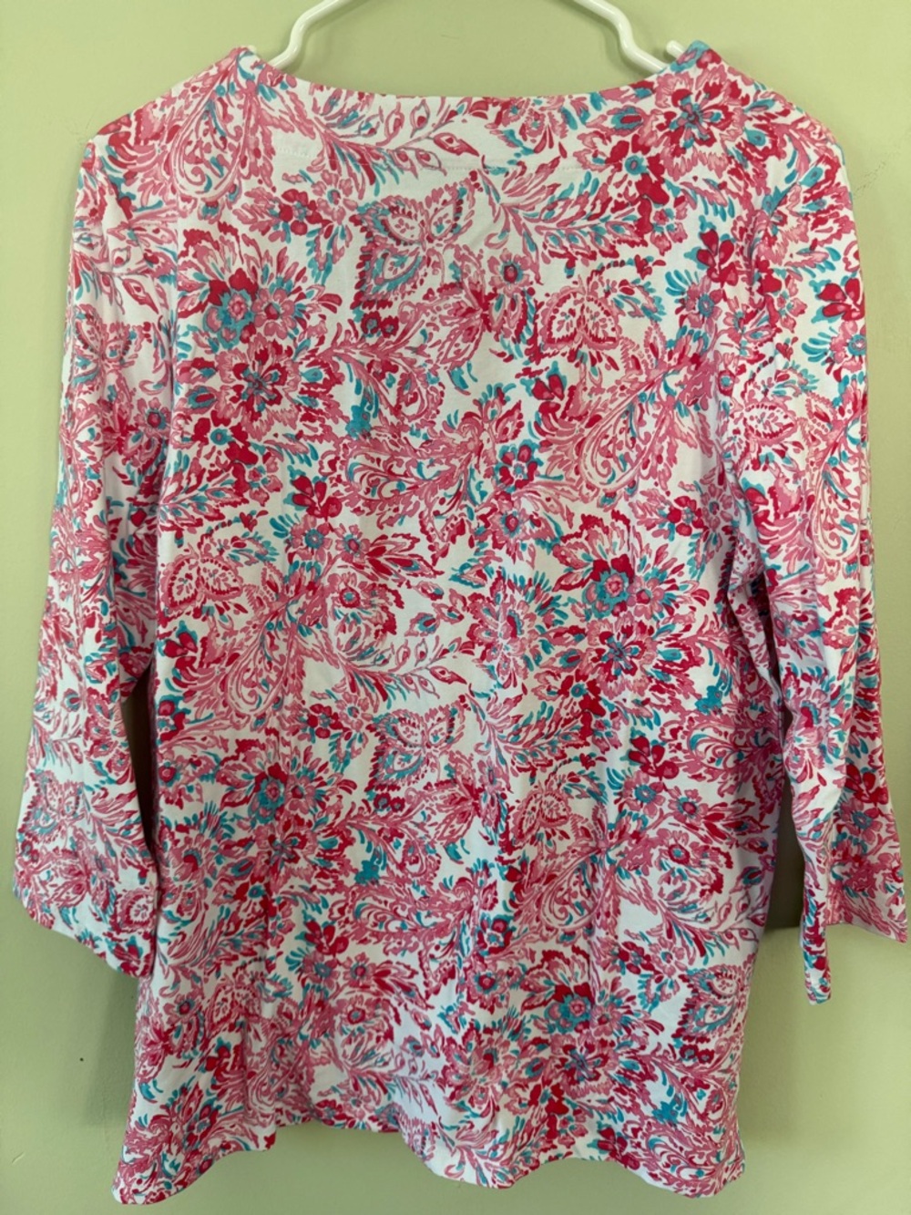 Talbots Pink Floral V-Neck Lace Trim Tunic - Picture 5 of 7